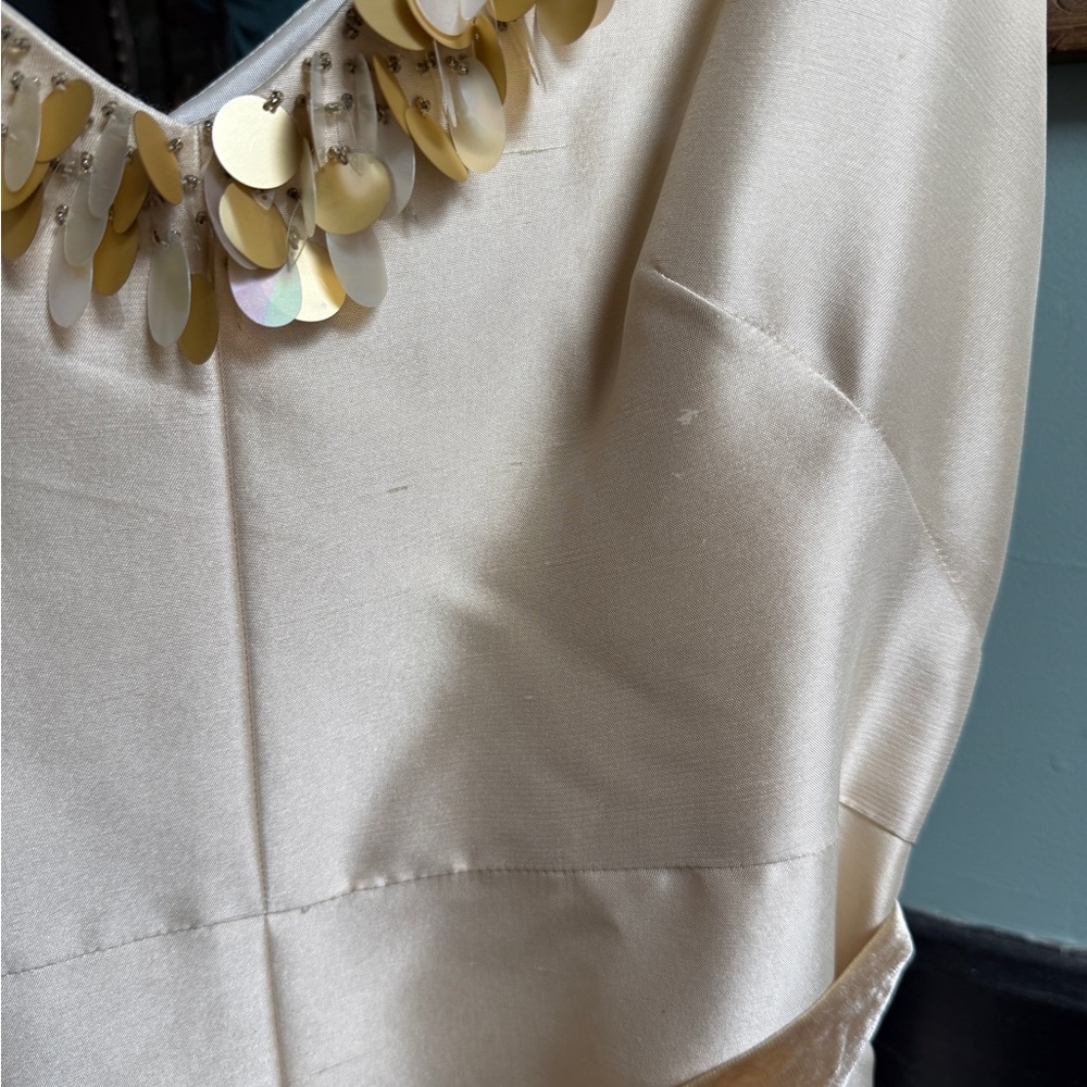 Banana Republic Cream Midi Dress with Gold Accents - Picture 8 of 11